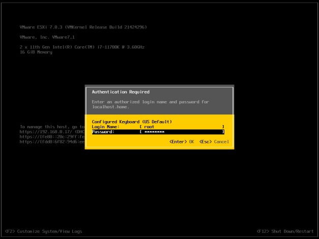 How-to: Install and Configure VMware ESXi 7.0 | Best Practices | 27 login ESXI Root